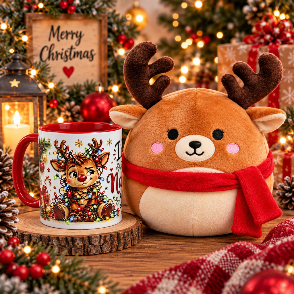 🎄 Christmas Reindeer Mug & Plush Gift Set 🎄