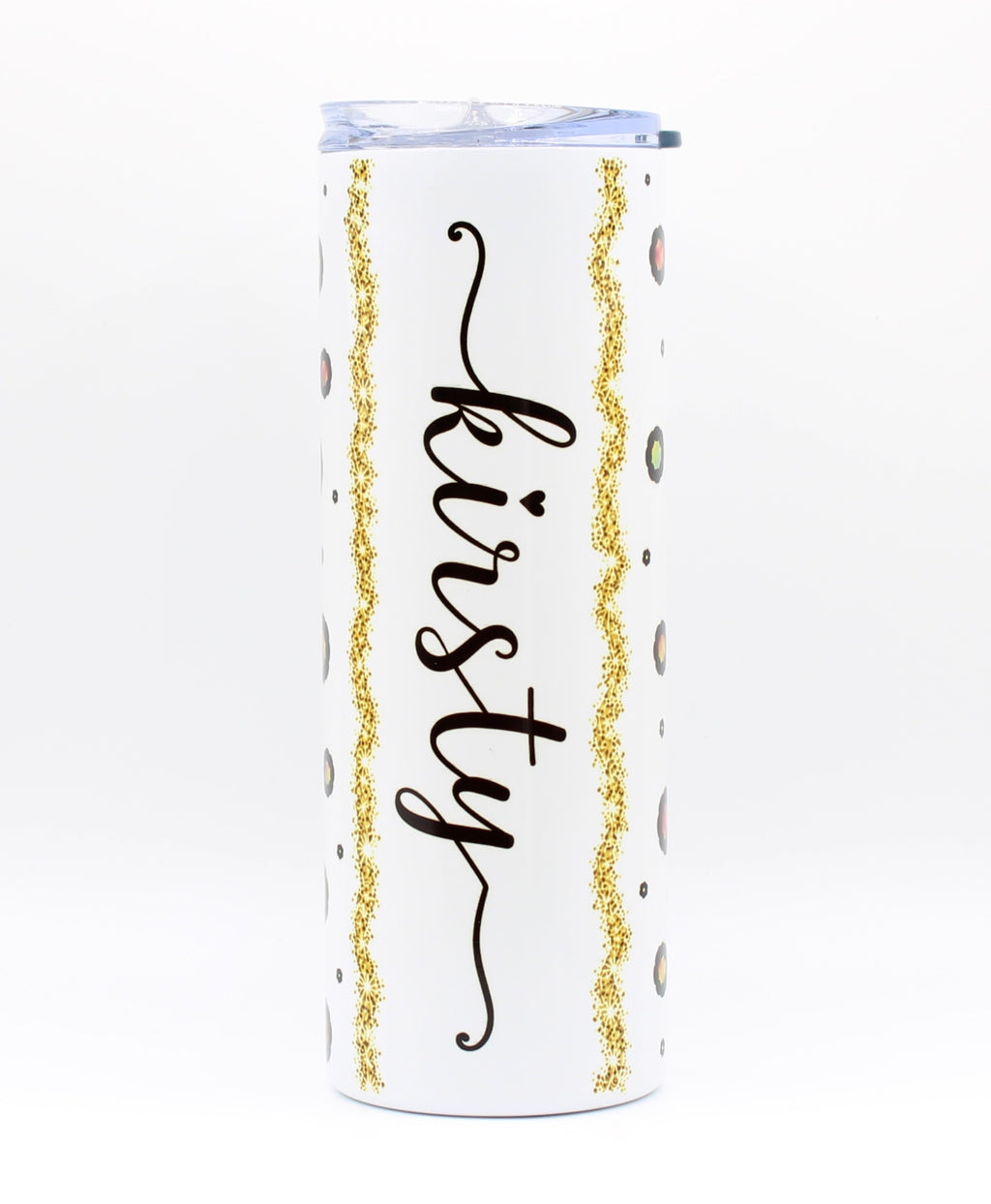 Personalised Rainbow Leopard Print 20oz Skinny Tumbler