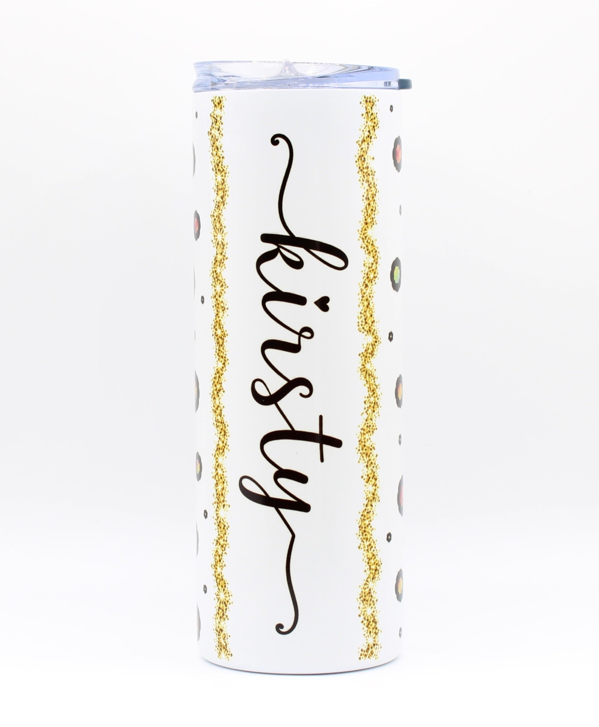 Personalised Rainbow Leopard Print 20oz Skinny Tumbler