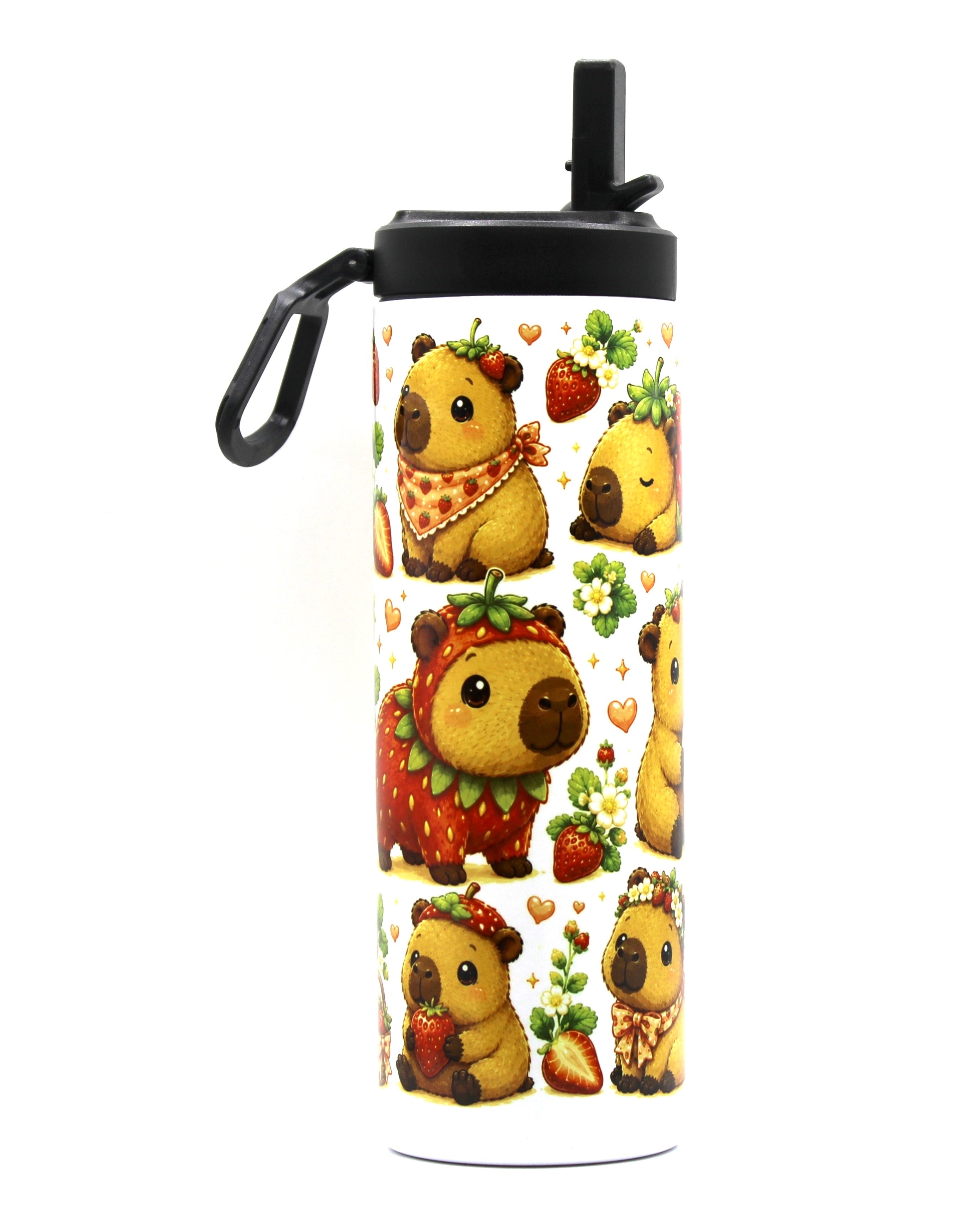 Strawberry Capybara 20oz Sports Lid Tumbler