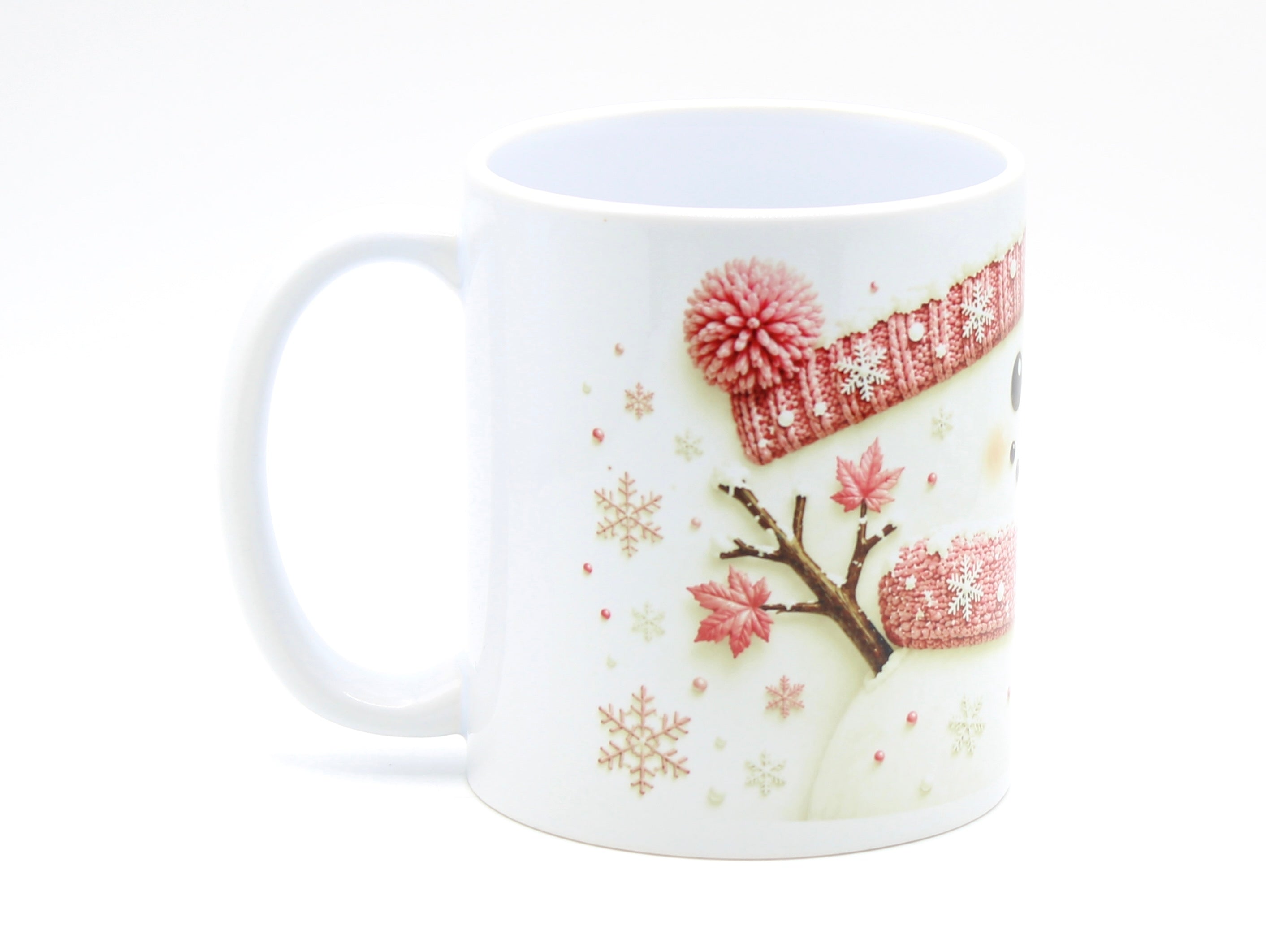 Cute Pink Snowman Christmas Mug