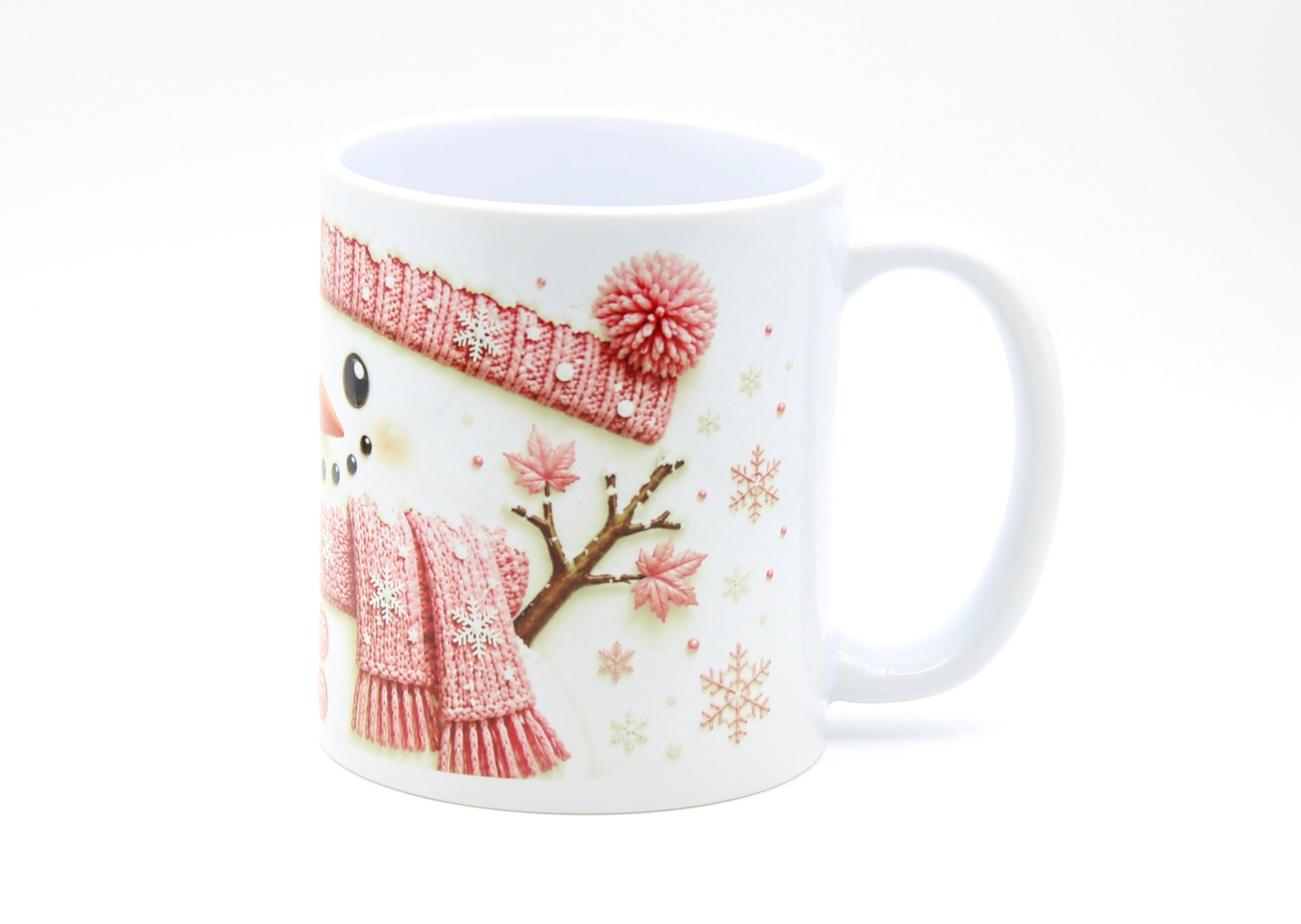 Cute Pink Snowman Christmas Mug