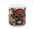 Heat Sensitive Colour Changing Sugar Skull Magic Mug | Day of the Dead Ceramic Coffee Cup | Black Mug Reveals Colourful Skull Design with Hot Drink | Halloween Gift | Novelty Mug