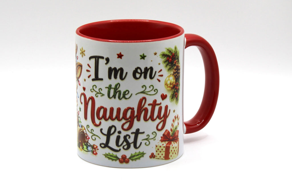 I'm on the naughty list cute red mug!