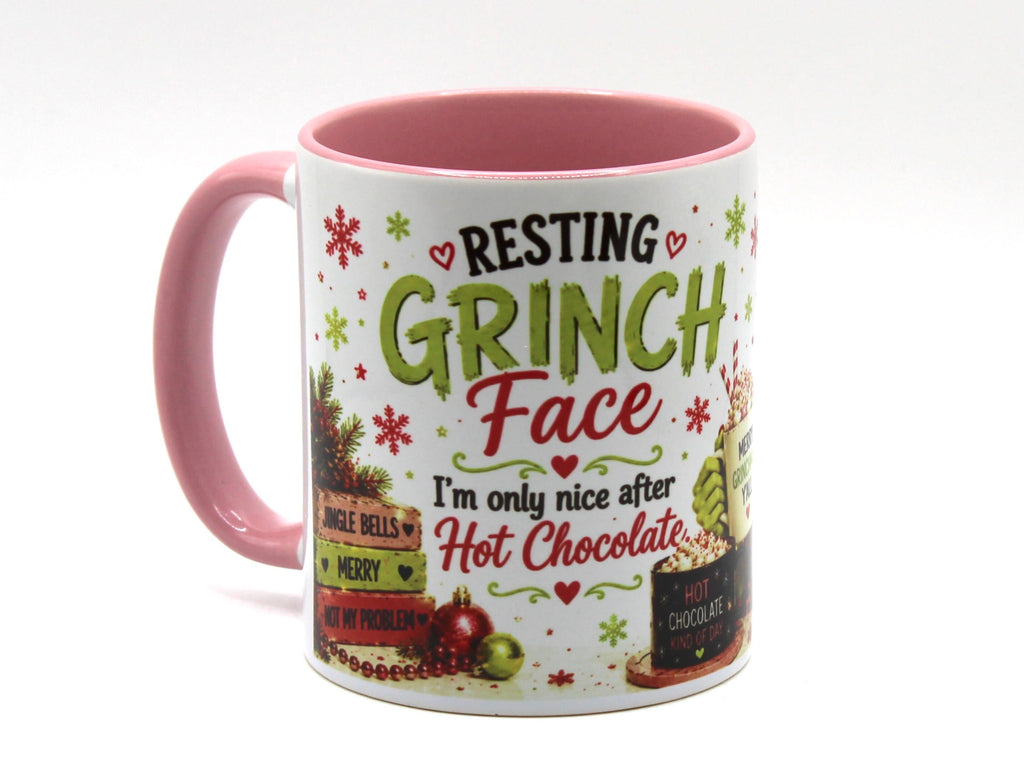 Resting Grinch Face Pink Mug