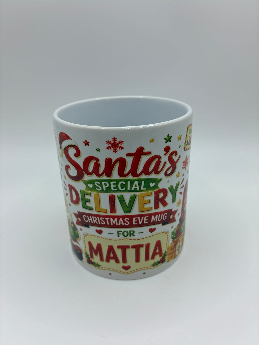 Personalised Santas Special Delivery Christmas Eve Mug, just add name!