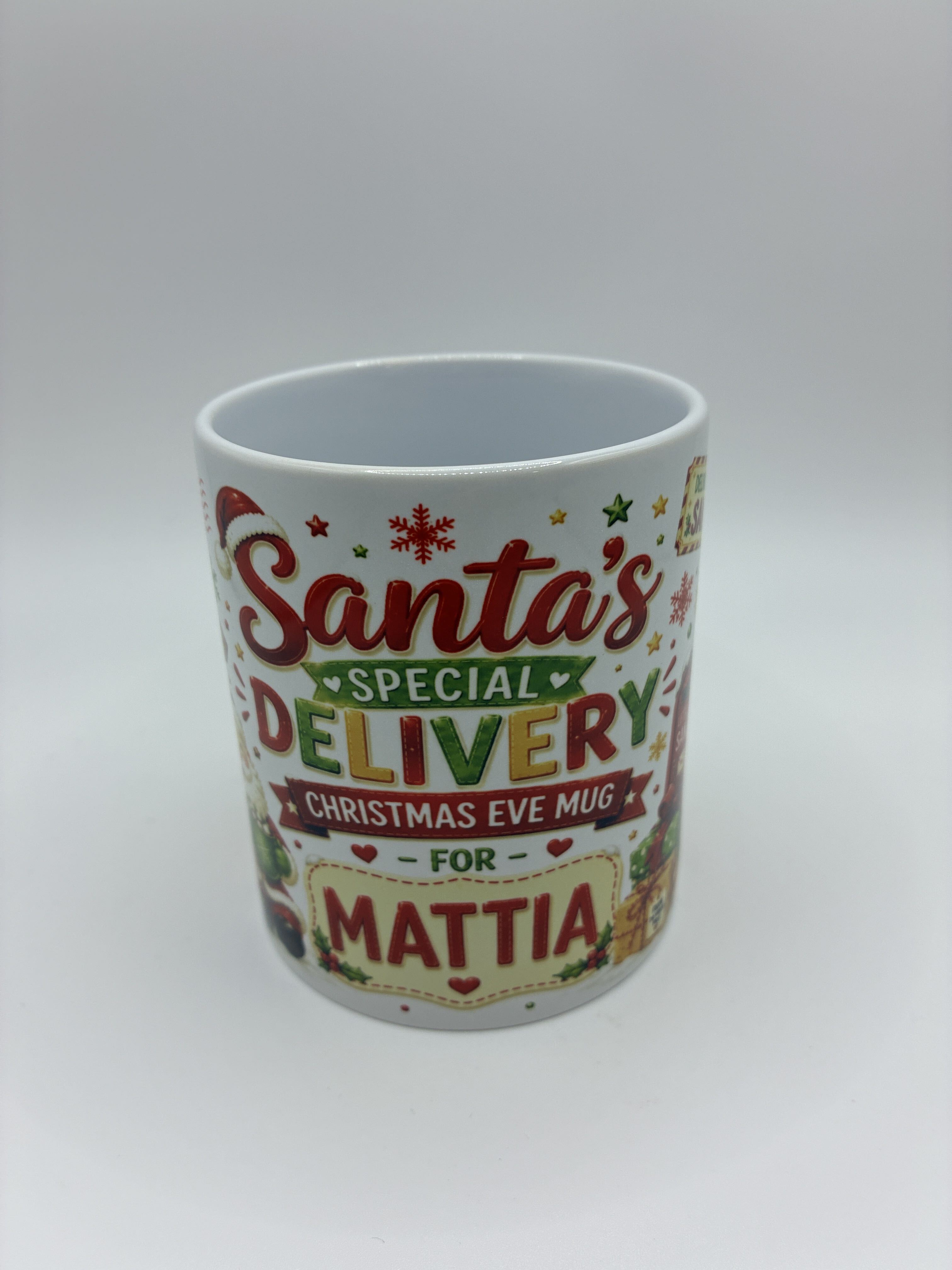 Personalised Santas Special Delivery Christmas Eve Mug, just add name!