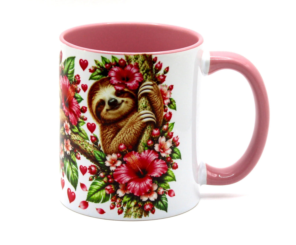 🦥 Cute Sloth &amp; Flowers Mug 🌺💗