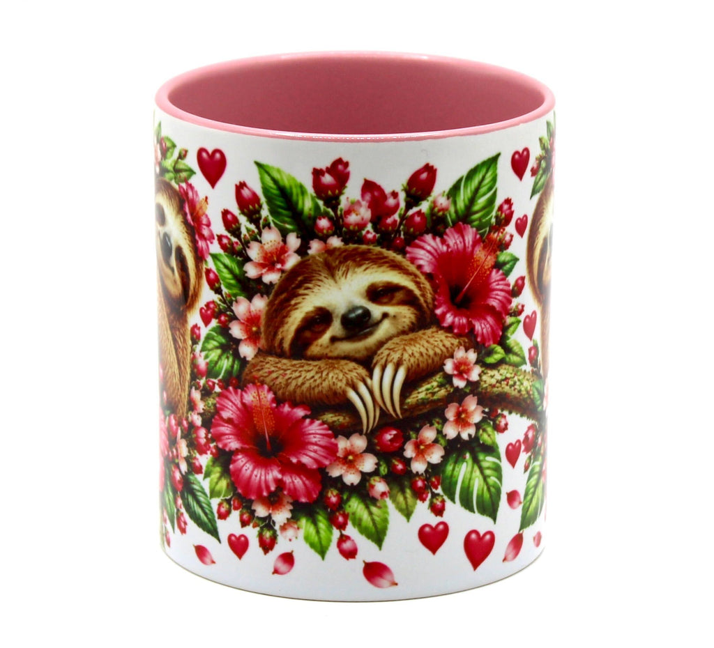 🦥 Cute Sloth &amp; Flowers Mug 🌺💗
