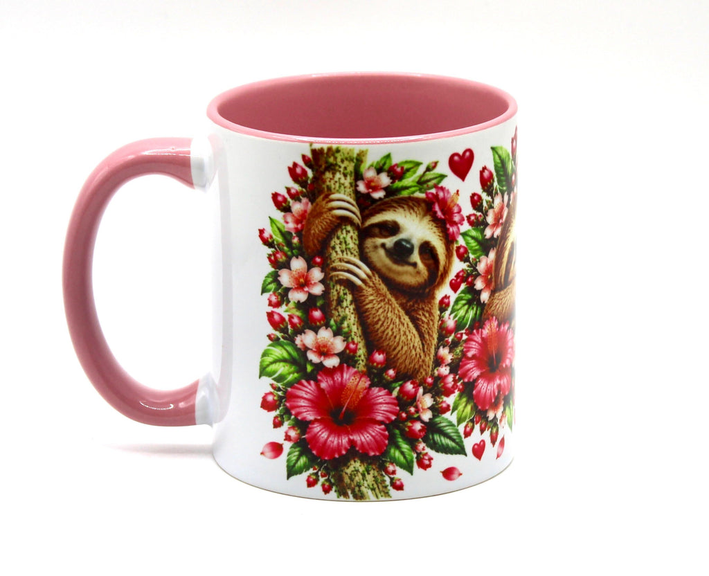 🦥 Cute Sloth &amp; Flowers Mug 🌺💗