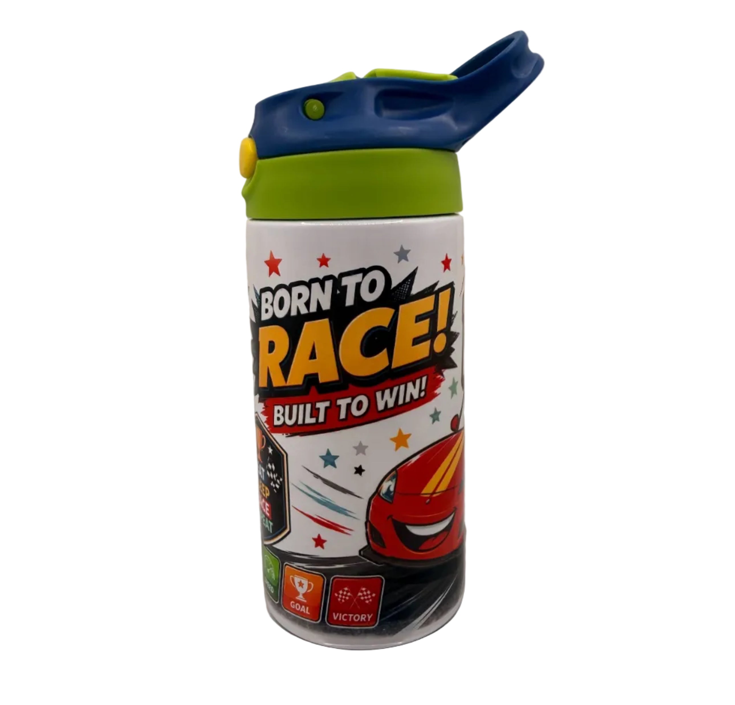 Kids Custom  12oz Tumbler — Personalised just for them, choose your lid colour - yellow/blue, blue/green, pink/red, red/green, purple/pink