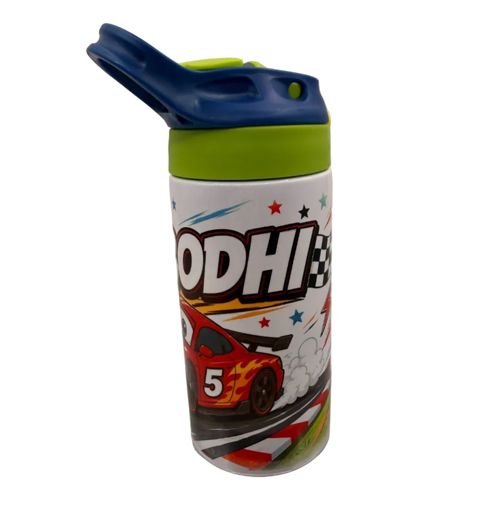 Kids Custom  12oz Tumbler — Personalised just for them, choose your lid colour - yellow/blue, blue/green, pink/red, red/green, purple/pink