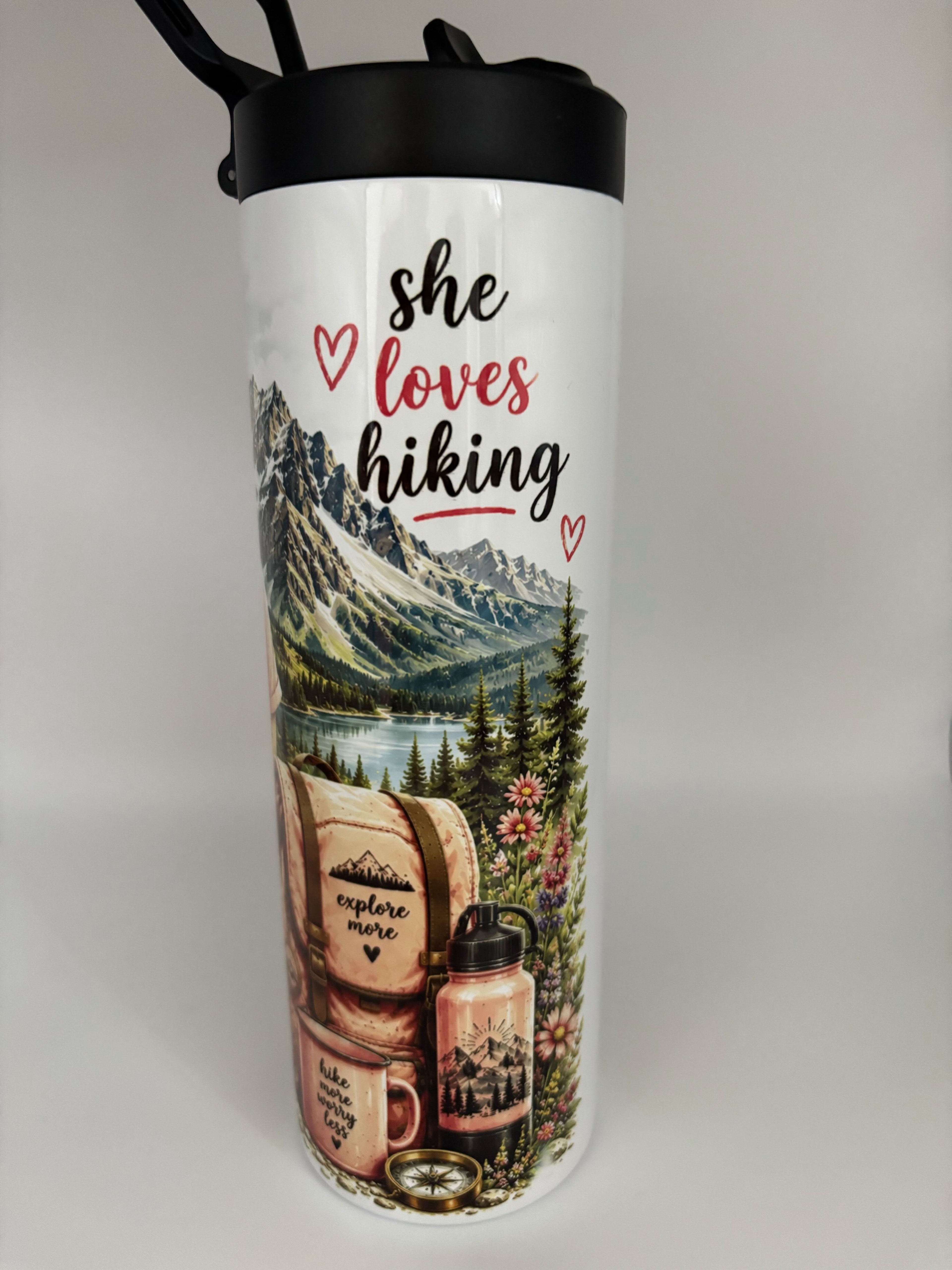 She Loves Hiking Sports Lid 20 oz Tumbler