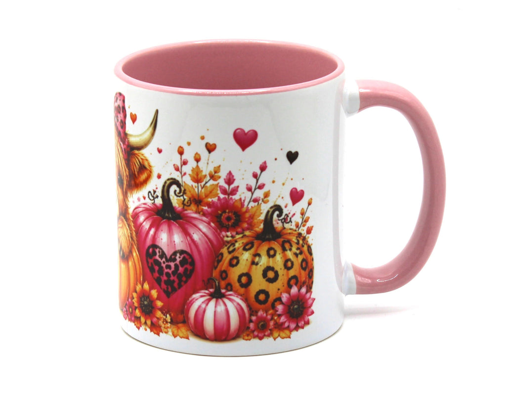 Beautiful Highland Cow Pumpkin (Pink) Mug