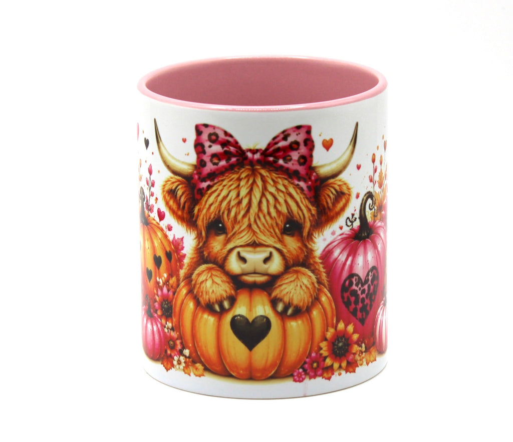 Beautiful Highland Cow Pumpkin (Pink) Mug