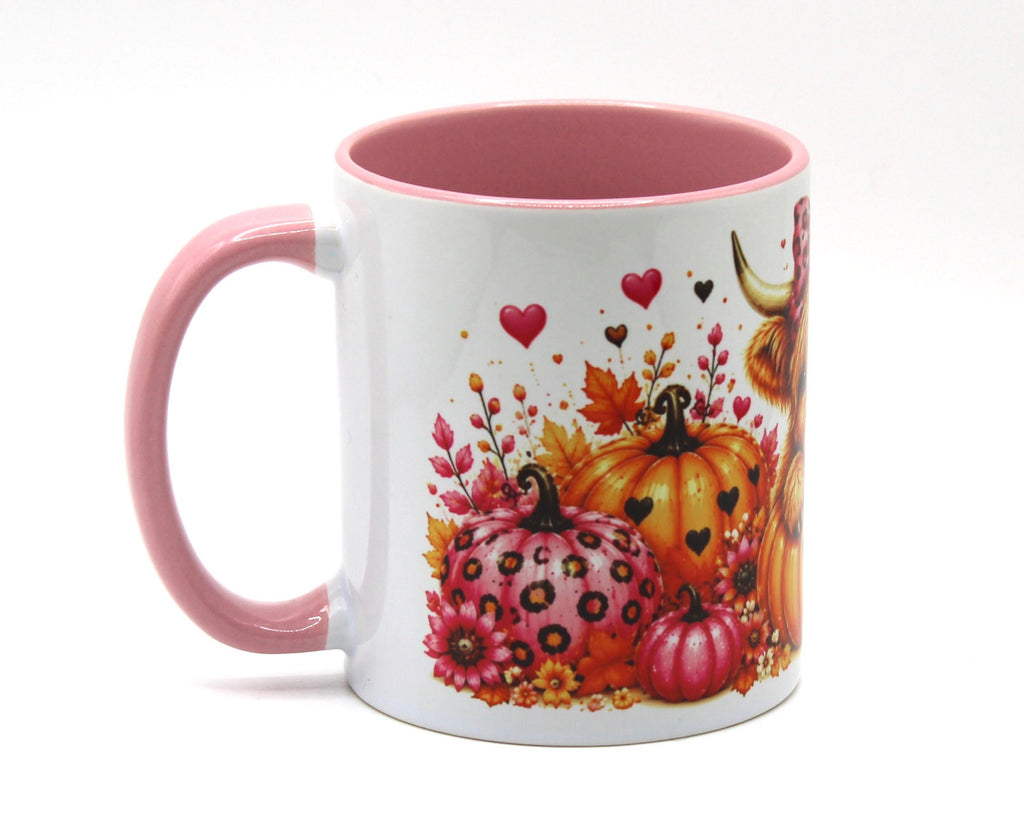 Beautiful Highland Cow Pumpkin (Pink) Mug
