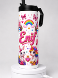 Personalised Magical Unicorn Kids' 20oz Sports Lid Tumbler