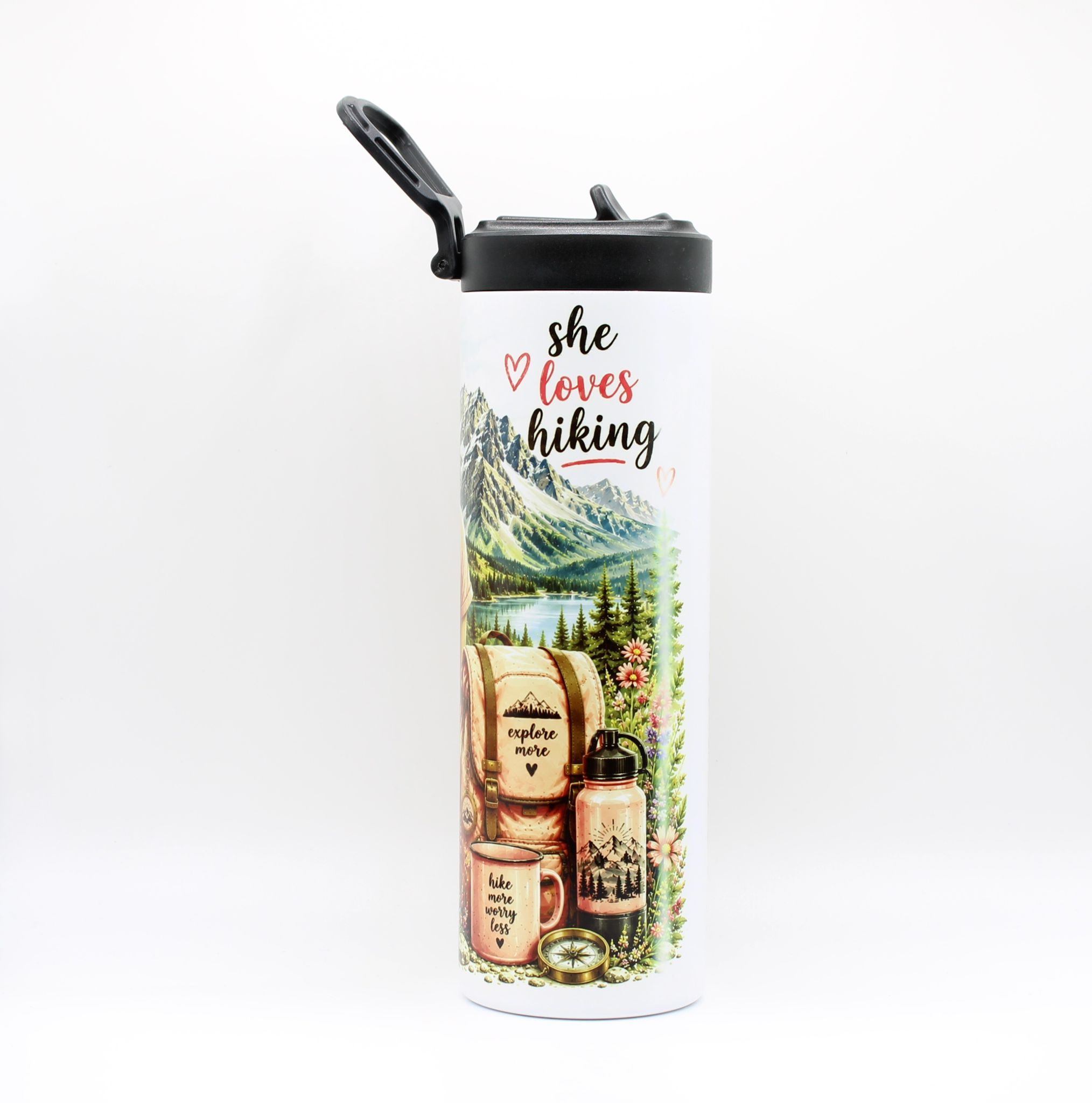 She Loves Hiking Sports Lid 20 oz Tumbler