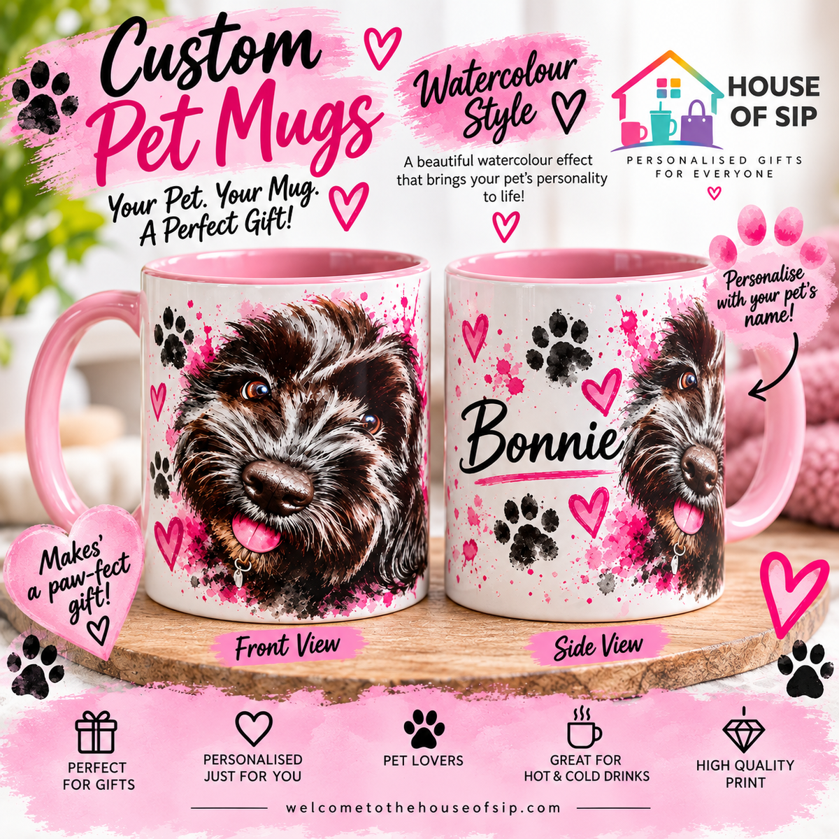 🐾 Personalised Watercolour Pet Mug 💕