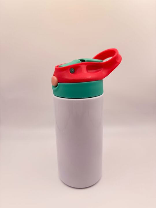 Kids Custom  12oz Tumbler — Personalised just for them, choose your lid colour - yellow/blue, blue/green, pink/red, red/green, purple/pink