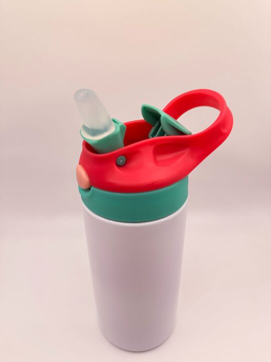 Kids Custom  12oz Tumbler — Personalised just for them, choose your lid colour - yellow/blue, blue/green, pink/red, red/green, purple/pink
