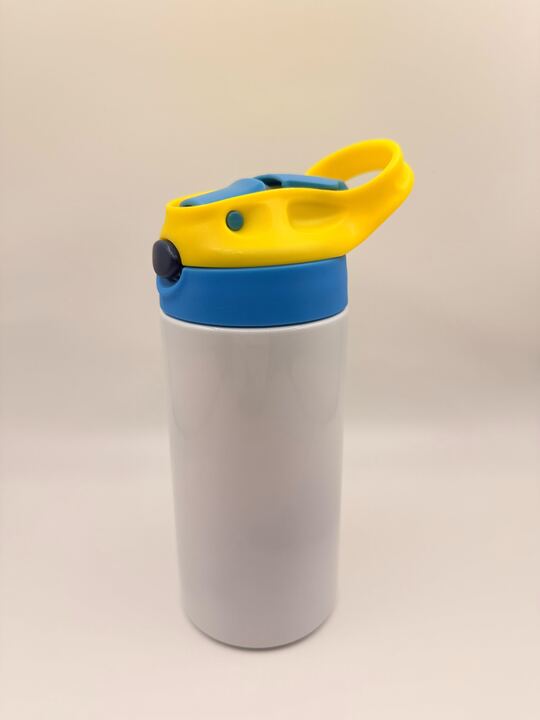 Kids Custom  12oz Tumbler — Personalised just for them, choose your lid colour - yellow/blue, blue/green, pink/red, red/green, purple/pink