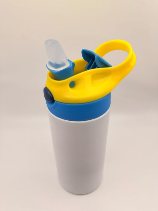 Kids Custom  12oz Tumbler — Personalised just for them, choose your lid colour - yellow/blue, blue/green, pink/red, red/green, purple/pink