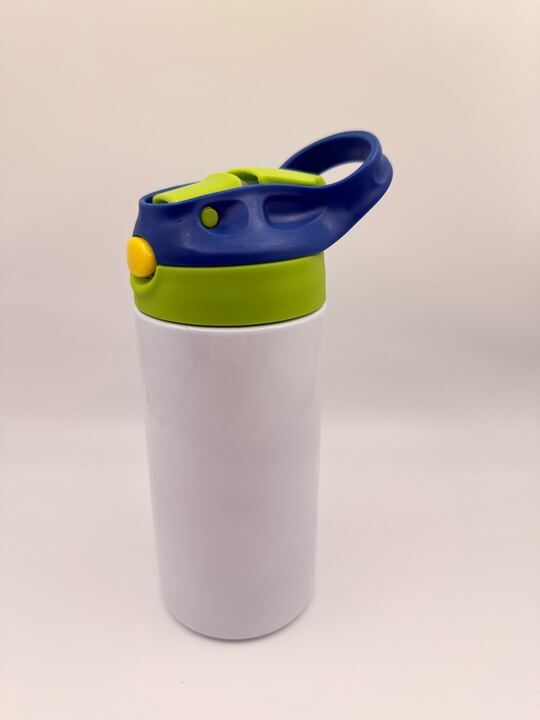 Kids Custom  12oz Tumbler — Personalised just for them, choose your lid colour - yellow/blue, blue/green, pink/red, red/green, purple/pink