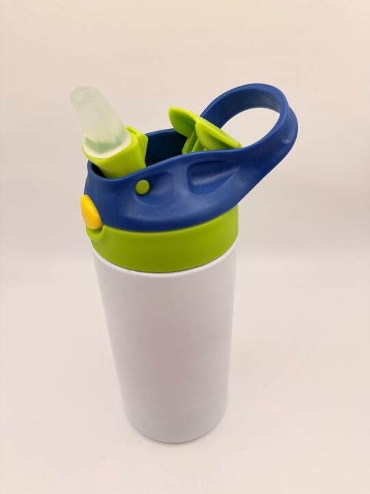 Kids Custom  12oz Tumbler — Personalised just for them, choose your lid colour - yellow/blue, blue/green, pink/red, red/green, purple/pink