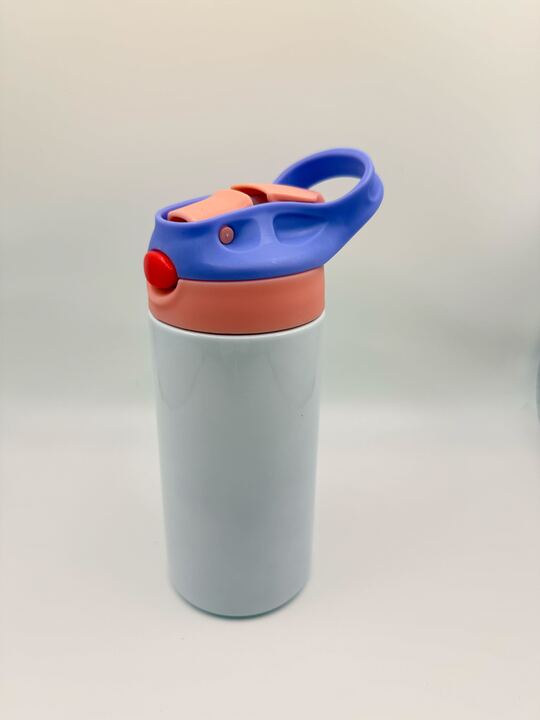 Kids Custom  12oz Tumbler — Personalised just for them, choose your lid colour - yellow/blue, blue/green, pink/red, red/green, purple/pink