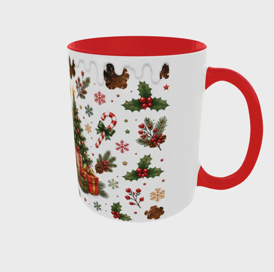 Personalised Christmas Highland Cow Mug - Just Add Name - Red